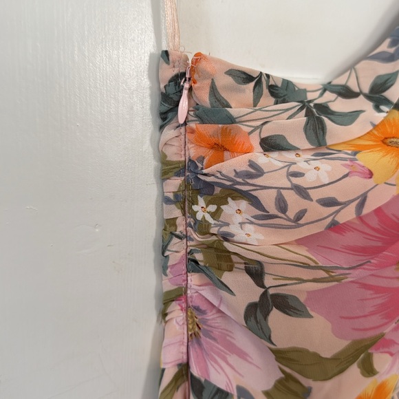 Astr The Label Beige Floral Printed One Shoulder A-Line Midi Dress Size S - Picture 7 of 15